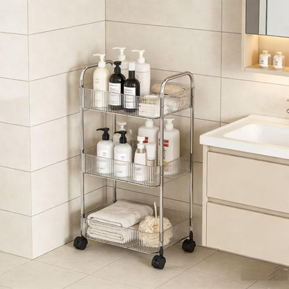 Multibao 2/3/4 Tier Storage Trolley on Wheels - Acrylic Shelf Cart for Bathroom, Spa, Salon Beauty (3 Tier 40 * 28.5 * 69.7cm)