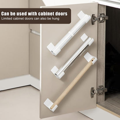 duozoanz Aluminium Foil Holder Cabinet Doors Storage Wall Shelf - Self-Adhesive Organiser Shelves with 4 Pairs for Cabinet Door Pantry Door Wall