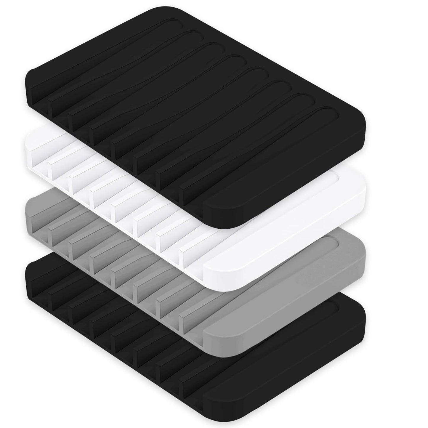 Silicone Soap Dish 4 Pack Soap Holder Smell Dish with Drainage
