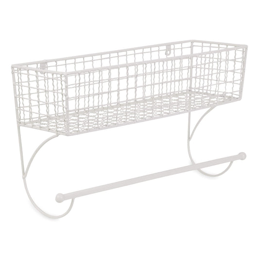 DII Rustic Farmhouse Bathroom D?cor, Metal Storage, Large Towel Bar, Antique White
