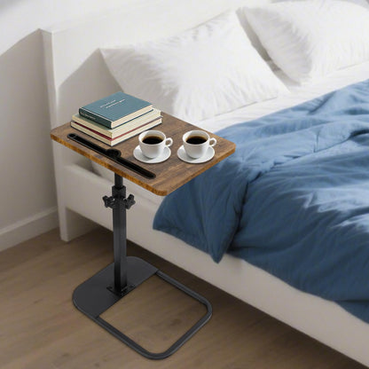 Kiss Me TV Tray Table Small Adjustable C Shaped Side Table with Phone Slot