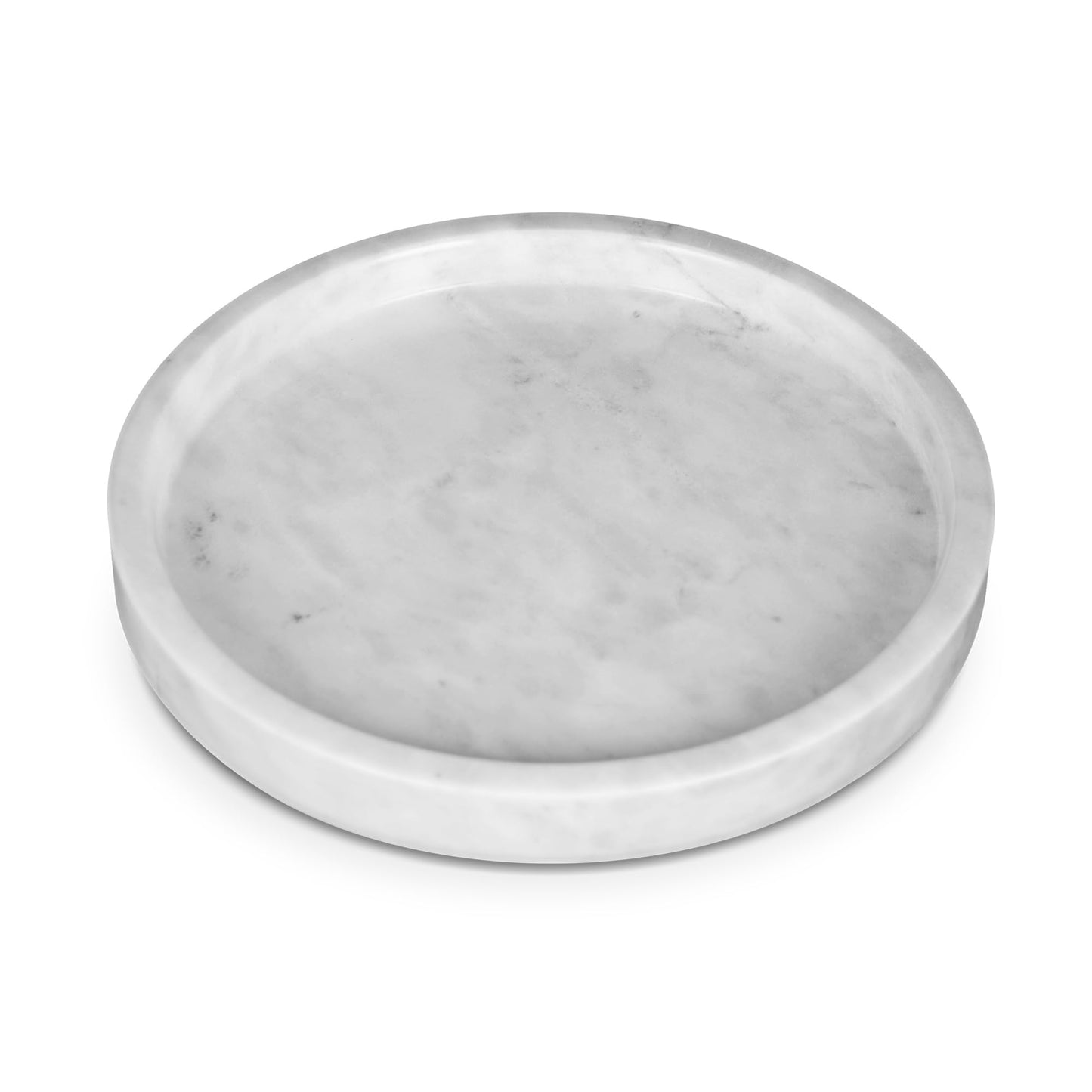Silk Route Home Round Marble Tray White Vanity Multipurpose 25cm Dia, Bathroom, Storage, Dresser, Organiser, Kitchen Counter, Bedside, Coffee and