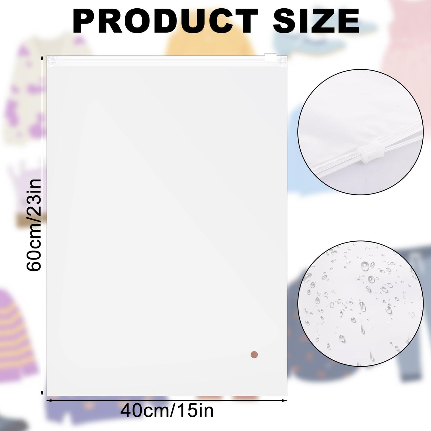 LOPYXBR 50 PCS Ziplock Bags for Clothes 40x60CM Reusable ZipLock Bags for Travel Resealable Large Sealable Plastic Bag for Clothes Shoe Quilts