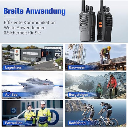 JUCJET 88E Walkie Talkie Long Range, Rechargeable 2 Way Radio for Adults with 16 Channels, VOX, USB Charging Base, PMR446 License-free, Handheld Walkie Talkie Rugged for Rescue, Security (6 Pcs)