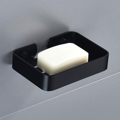 TOPINCN Aluminium Soap Holder, Rectangular Black Soap Dish with Drain, Drill-Free or Bonding Installation, Ideal for Shower, Bathroom Sink