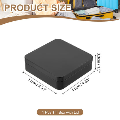 PATIKIL Rectangular Tin Box 4.3"x4.3"x1.3", Metal Storage Tin Box Portable Storage Container with Lid for Tea Candy Treats Gifts Favors Candle