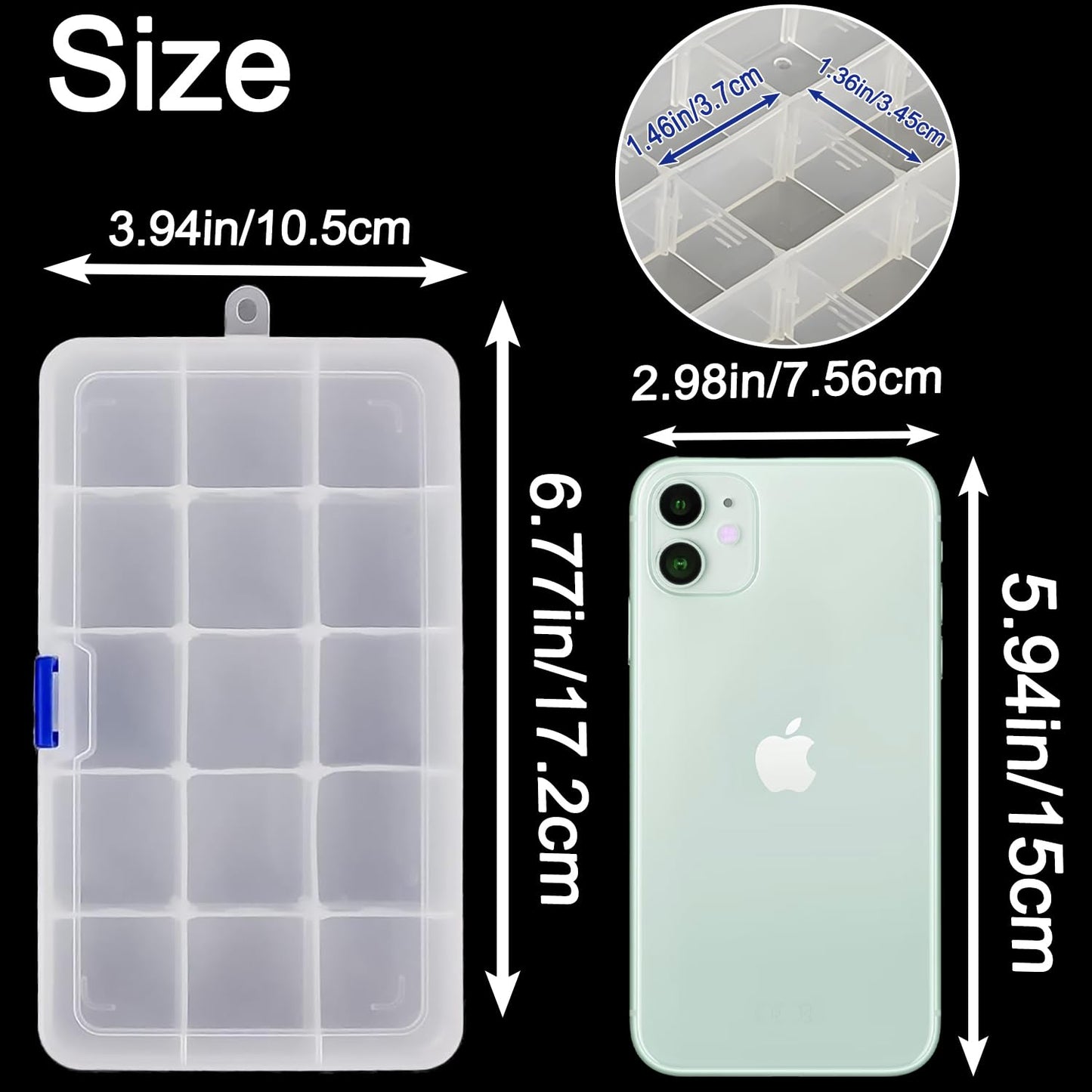DARUITE 15 Grids Craft Storage Boxes with Compartments, Tackle Box, 3 PCS