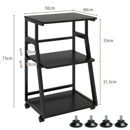 PUNCIA 50x40x75cm Printer Stand, 3 Tier Printer Table with Storage