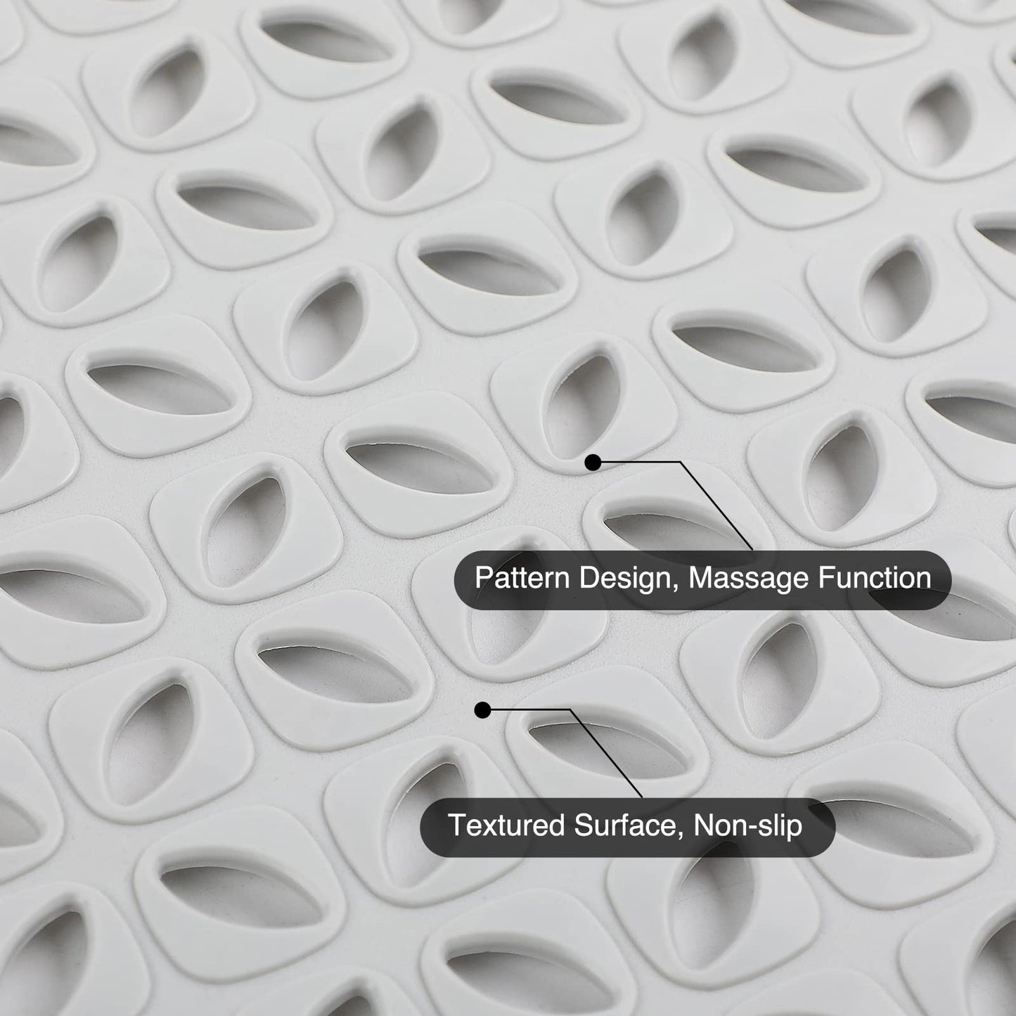 WELTRXE Non Slip Bathtub Shower Mat, Soft TPE Anti-Slip Bathroom Mat, Odorless, Strong Suction Cups, Good Drainage Hole, Machine Washable