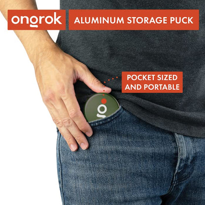 ONGROK Storage Puck - Green | Perfect Size Case to Store in Your Pocket | Aluminum Constrution, Airtight, Preserves Moisture Profile and Aroma