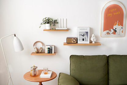 OAKERLAND Oak Floating Shelf, 90cm Wall Shelf Solid Wood, Display Wooden Ledge Wall Mounted for Bedroom, Living Room, Kitchen, Office, Laundry etc