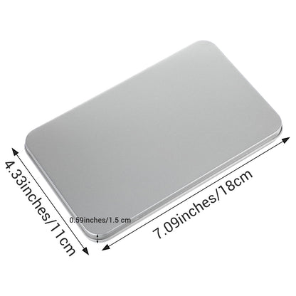 2 Pack Rectangular Metal Tin Box with Lid Metal Tins With Hinged Lid Portable Empty Box Container Storage Small Silver Storage Tin Case for