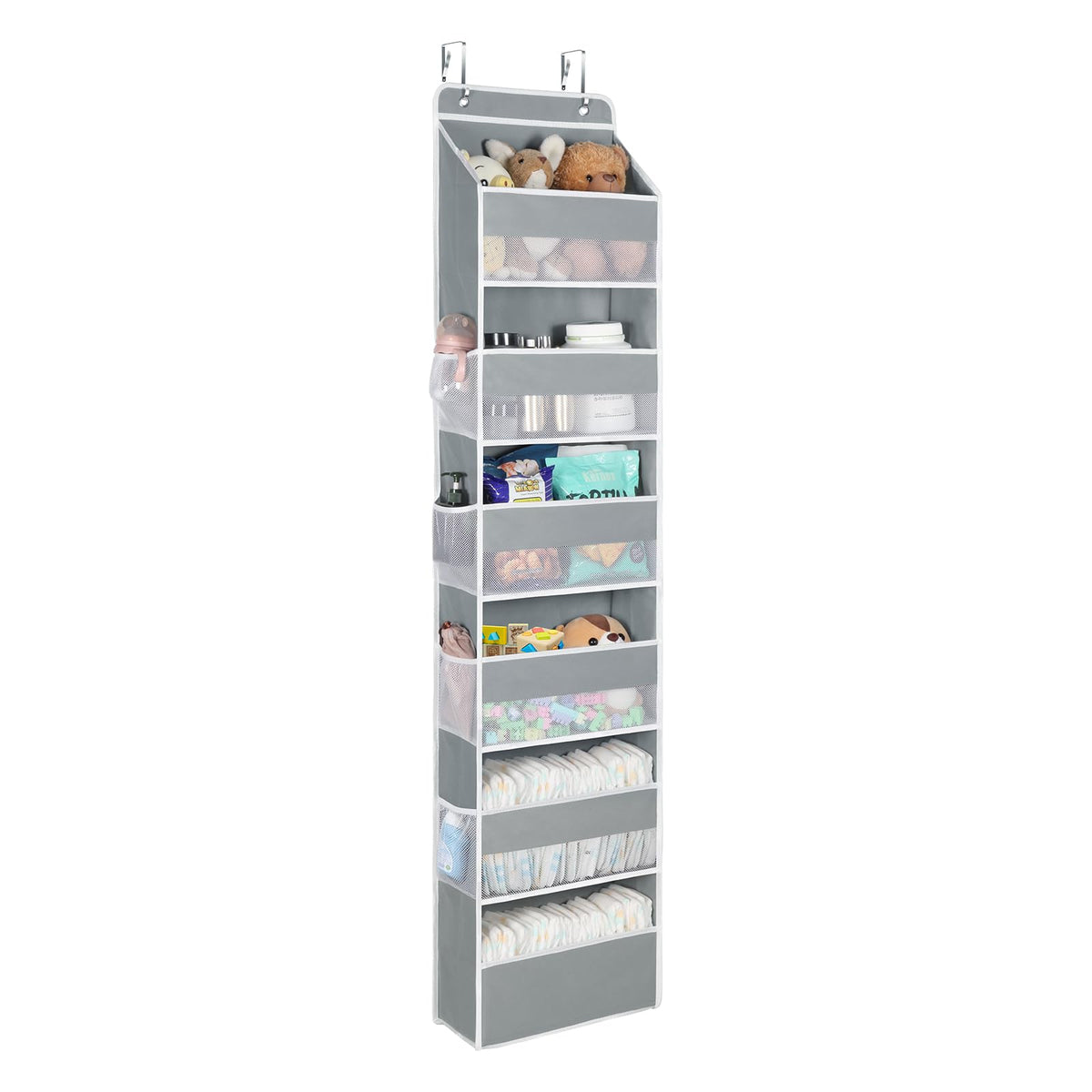Univivi Over The Door Organiser, 6-Shelf Back of Door Storage, Grey
