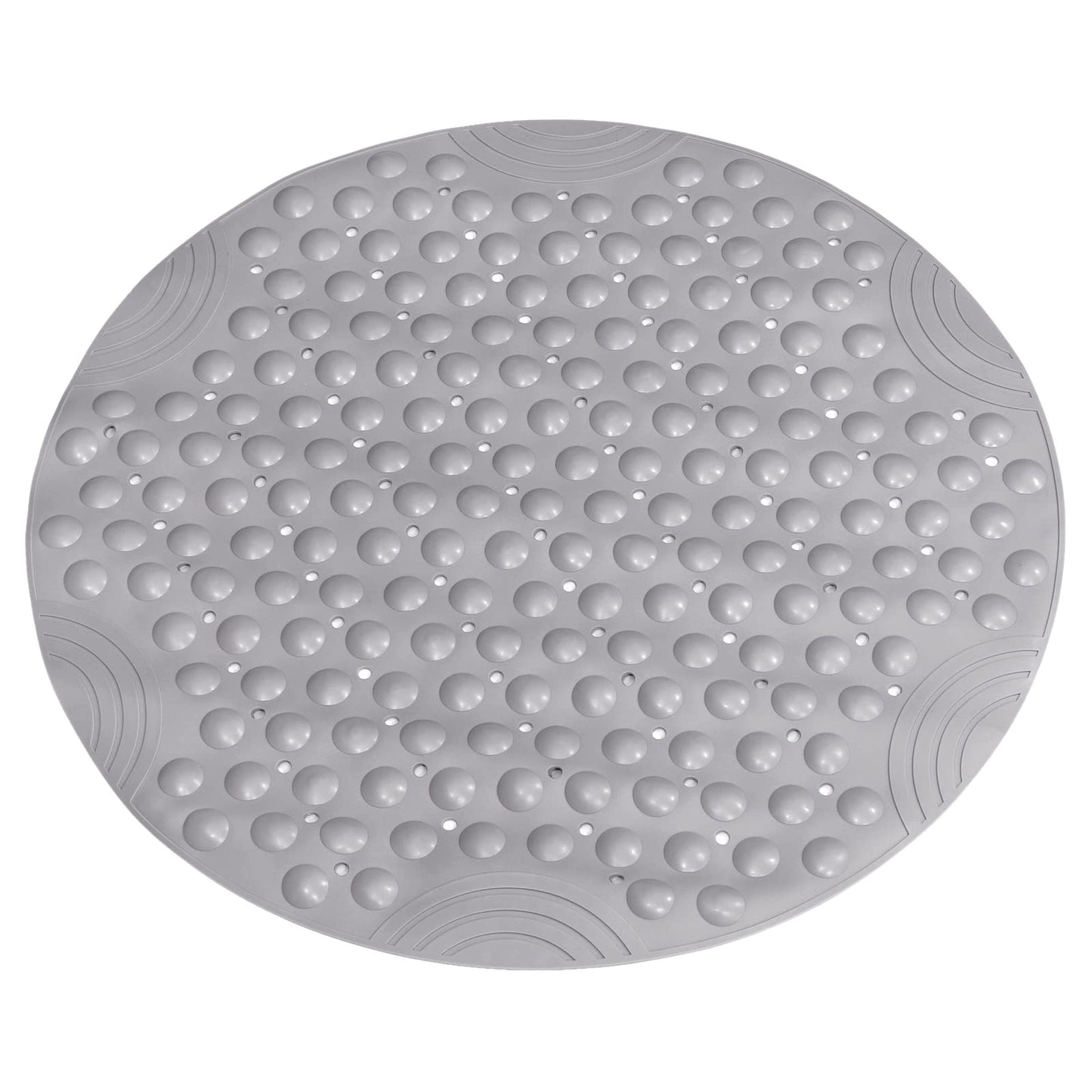 sourcing map Bath Tub Shower Mats, 25.6" x 25.6" PVC Round Shape Shower Mat with Drain Holes, Suction Cups for Bathroom Bathtub Mats Grey