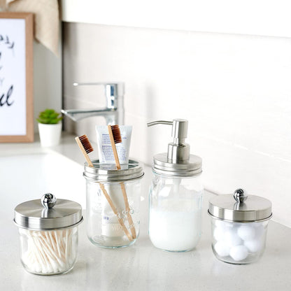 Mason Jar Soap Dispensers - Rustproof Stainless Steel Lid & Pump, Refillable Hand Wash for Bathroom/Kitchen, Ideal for Dish/Liquid Soap, Lotions