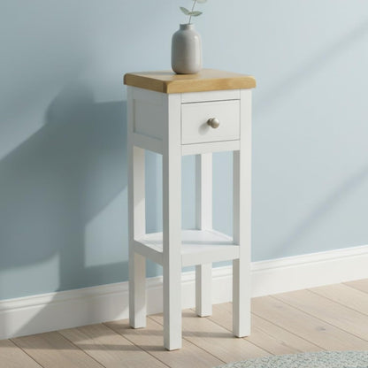 GROF GROFurniture Small Side Table with Drawer Painted White Small Console Table for Living Room or Hallway