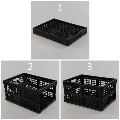 Yarebest 3-pack 14 Liter Collapsible Crates, Foldable Plastic Storage Baskets, Black