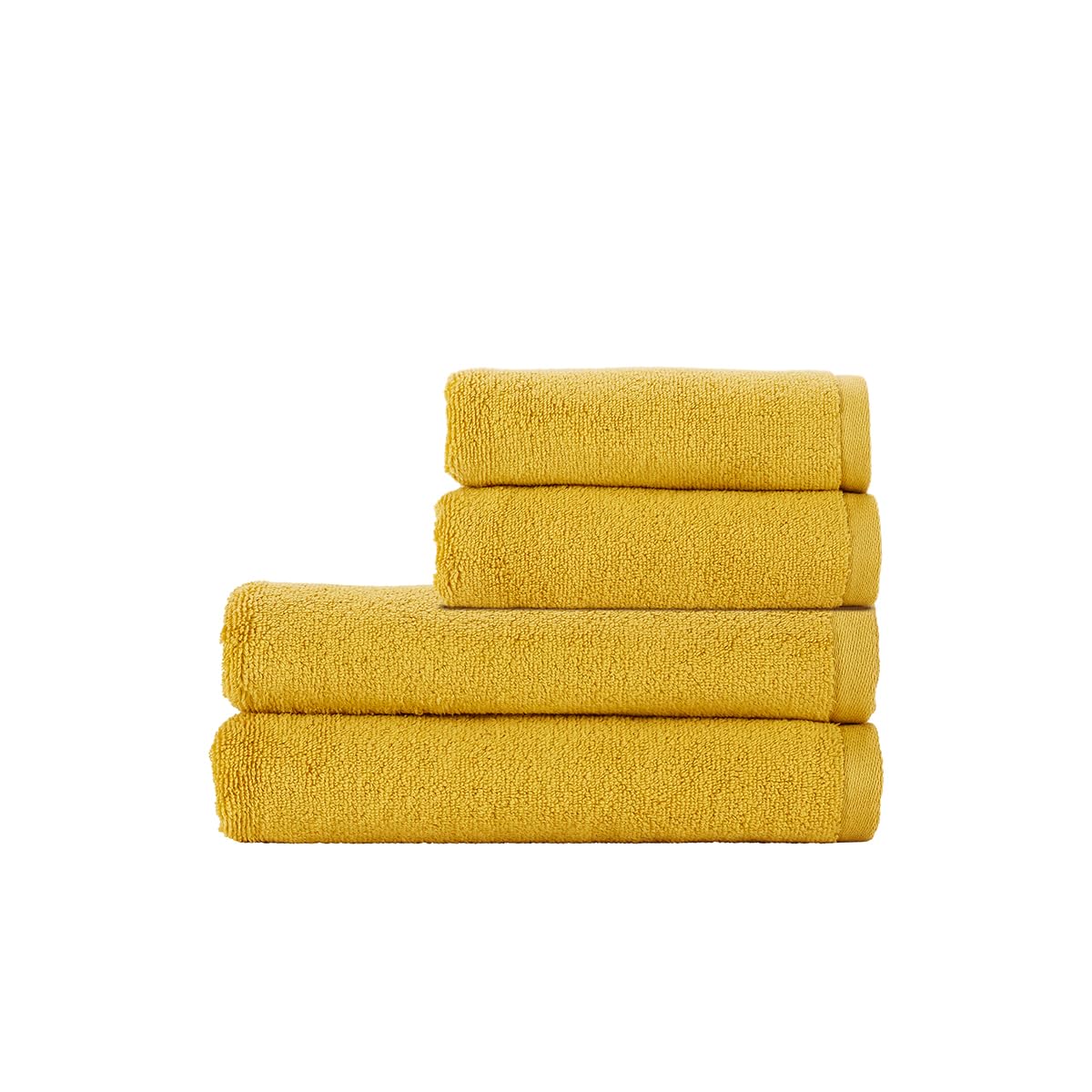 Christy Cirrus Quick Dry Towel Set | 4 Pieces | 2 Hand 2 Bath | Super Soft and Fluffy | Lightweight Bathroom Shower Towels | 100% Cotton | Sunflower
