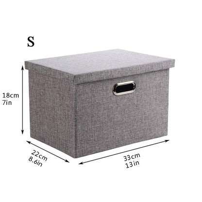 Wintao Storage Boxes with Lids, Collapsible Fabric Storage Baskets for Shelves, Grey, Small, 33 x 22 x 18 cm, 1 Pack