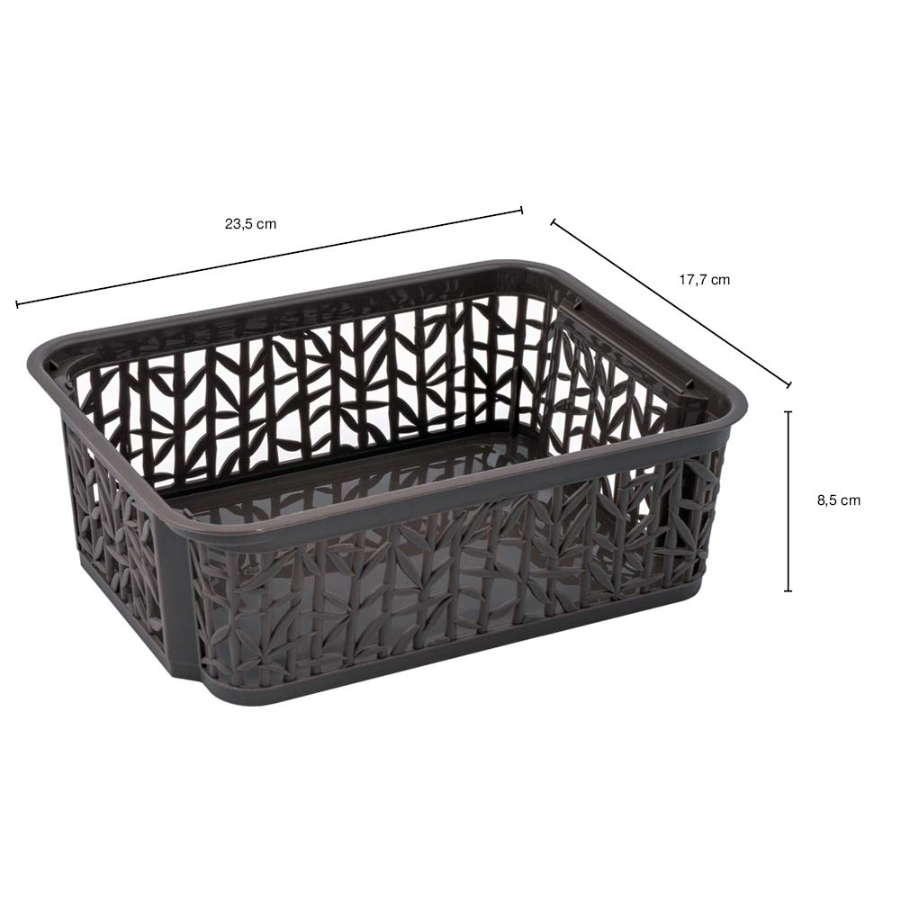 BranQ - Home essential Universal, multifunctional, adjustable storage basket in bamboo design, BPA-free plastic, size S - 2.5 litres, 1 piece