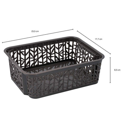 BranQ - Home essential Universal, multifunctional, adjustable storage basket in bamboo design, BPA-free plastic, size S - 2.5 litres, 1 piece
