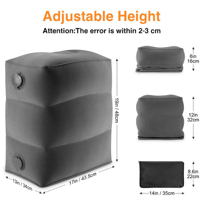 Maliton Inflatable Airplane Foot Rest with Pump Bag (Darkgrey, 1 Pack)