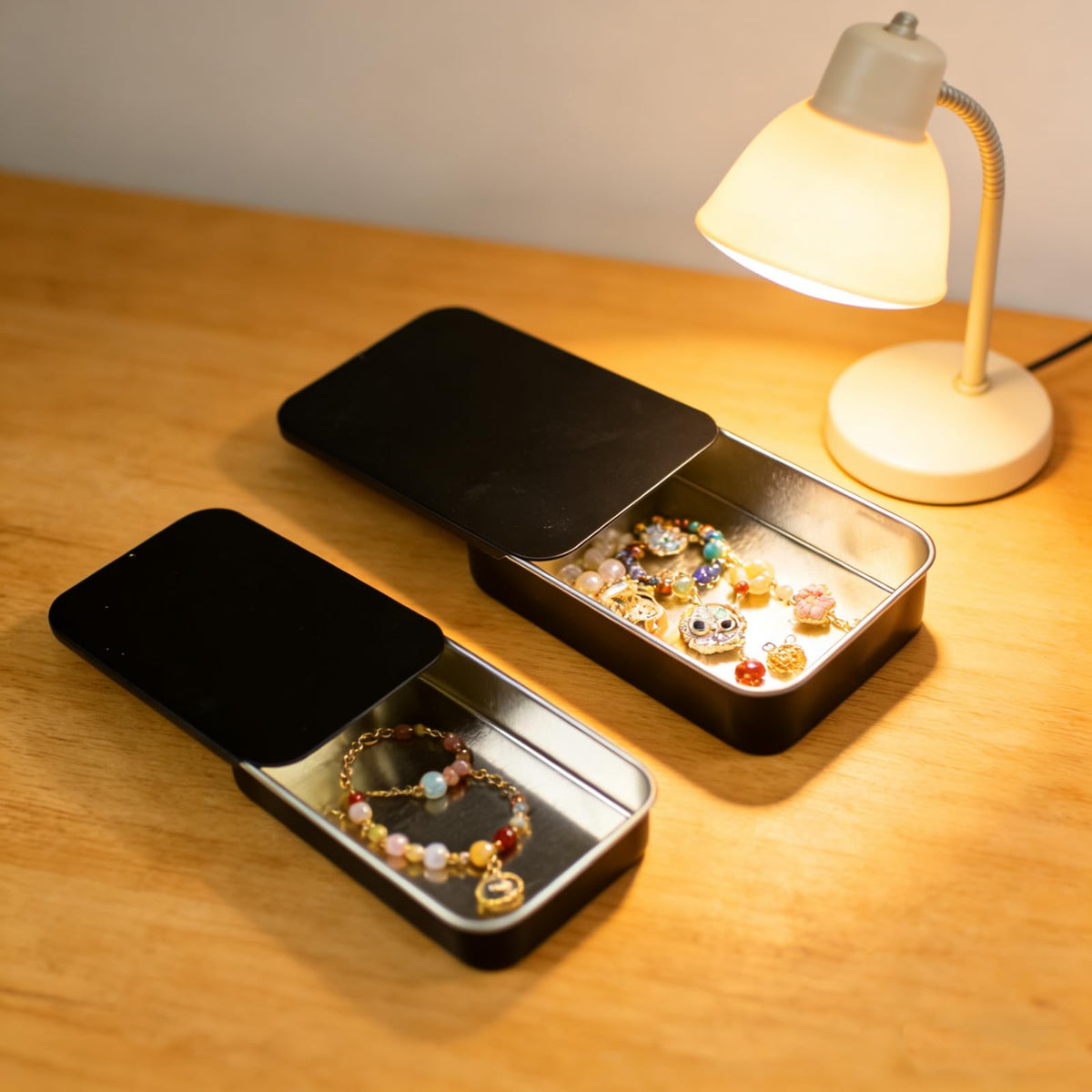 Goodma 24-Pack Rectangular Metal Slide Top Tin Containers, Black