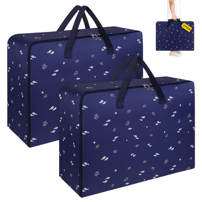 HOTUT 2 Pcs 105L Large Storage Bag,Extra Large Moving Bags Heavy Duty,with Zipper Handles,Strong Packing Boxes,with Strong Oxford Cloth,for Clothes