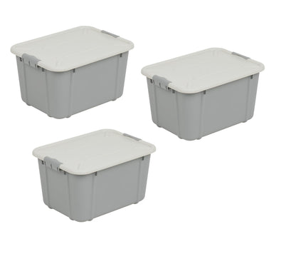 BranQ Home essential Velur Universal Storage Container with Lid, Set of 3, Size 16 L, BPA-Free Plastic PP, Light Grey