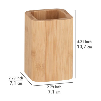 WENKO Bamboo Toothbrush Holder, Sustainable Bamboo Toothbrush Holder for Toothbrush, Tongue Cleaner and Toothpaste