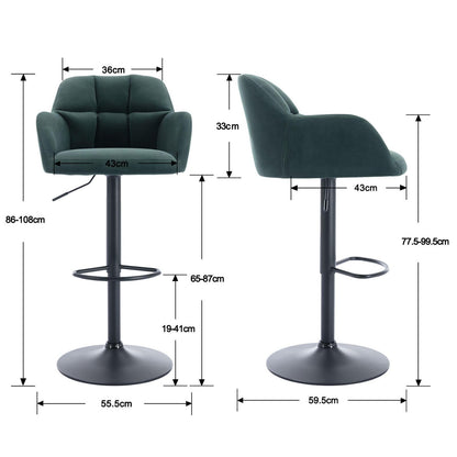 Ya-Home Bar Stools Set of 2 Breakfast Kitchen Stools with Backrest, Green