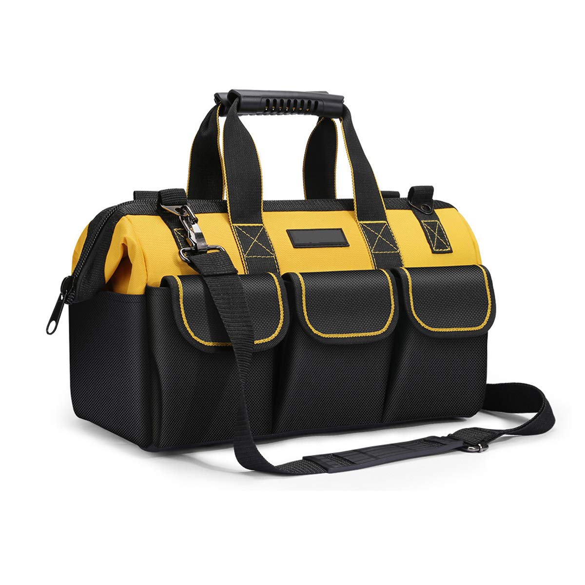 Heavy Duty Tool Bag, Organiser for Hand/Power Tools, with Shoulder Strap, Zip-Top & Wear-Resistant Rubber Base, Large Capacity, Waterproof,