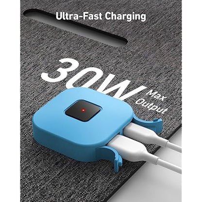 Anker Solix PS30 Solar Panel, 30W Foldable Portable Solar Charger, IP65 Water and Dust Resistance, Ultra-Fast Charging, Charges 2 Devices at Once, for Camping, Hiking, and Outdoor Activities.