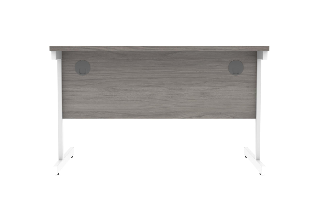 Office Hippo Essentials Rectangular Writing Computer Work Place, Home Office Desk with Cable Port Management, MFC, Alaskan Grey Oak, 120x80cm