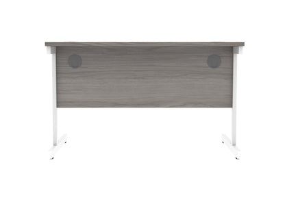 Office Hippo Essentials Rectangular Writing Computer Work Place, Home Office Desk with Cable Port Management, MFC, Alaskan Grey Oak, 120x80cm