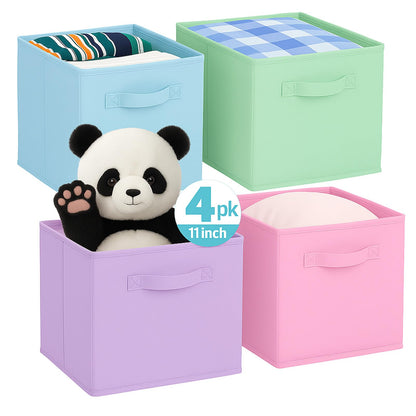 Pinkgarden Storage Box, Collapsible Fabric Storage Cube with Handles for Home, Kids Room, Closet and Toy Organization,Pack of 4