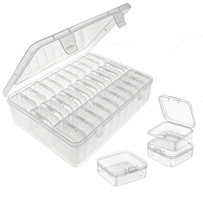 Bead Organiser Storage Box with Lid,ESYFOR 30 Pcs 5.5 x 5.5 x 2cm Bead Storage Box Plastic Transparent Removable Organizer Container for Diamond Art