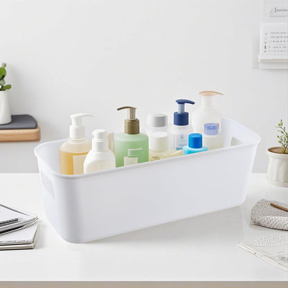 MAHIONG 10 PCS Narrow Storage Box, Plastic Small Storage Baskets with Handles, Cupboard Organiser Storage Boxes for Kitchen, Home, Office, Bathroom