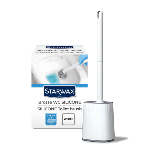STARWAX - Double-Sided Silicone Toilet Brush - Easy Cleaning Even In Difficult Areas - Quick To Dry and Odourless - Robust - White
