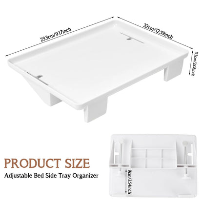 Clip-On Nightstand Tray Organizer for Top Bunk, Bedside Shelf for Bed Side Table Tray Storage with Cable Hole Loft Beds Clip On Shelf Plastic tray