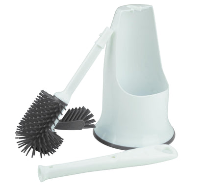 The Home Valet Company Silicone Under-Rim Toilet Brush Set with Holder, Grey