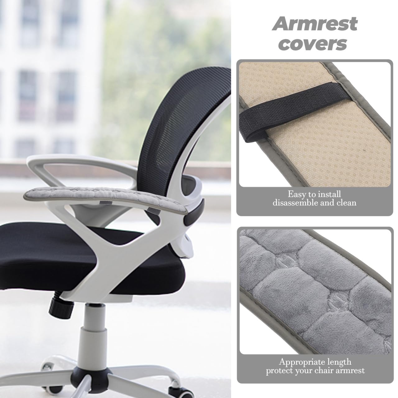 Parliky 1 Pair of Armrest Covers for Chairs Elastic Armrest Pads Made of High-Quality Material Suitable for Office Chairs Gaming Chairs Cleaning