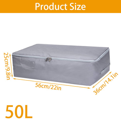 JMIATRY 4 Pack Underbed Storage Boxes with Lid, 50L Foldable Underbed Storage Bags with Handles and Zips, Large Clothes Moving Bag for Quilts