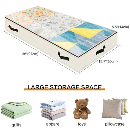 Amonsen 5 Pack Soft Underbed Storage Bag with 4 Handles and Transparent Zipper, 97 x 50 x 14 cm, Beige