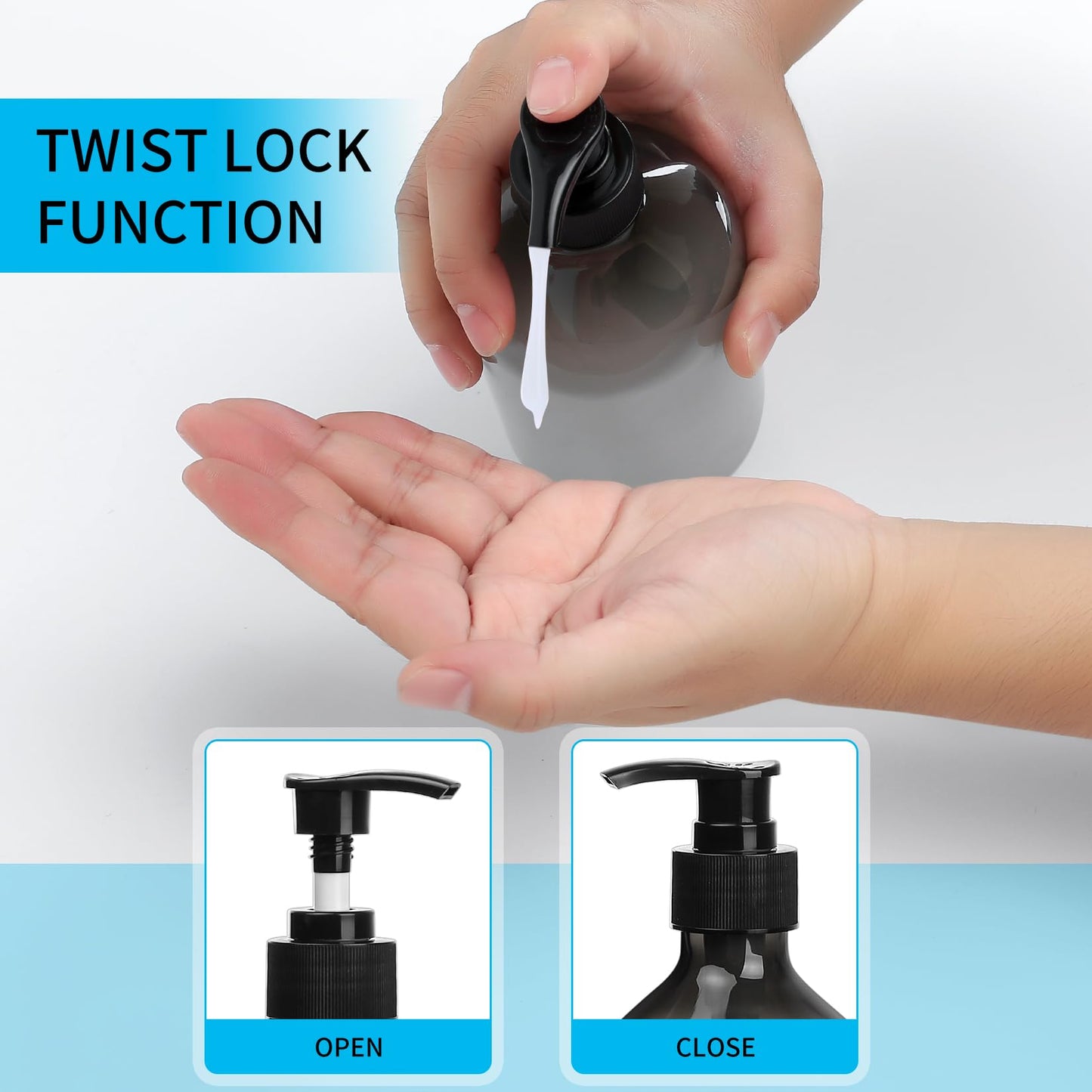 4 Pcs 500ml Soap Dispenser with Pump, Empty Refillable Pump Bottle Dispensers for Kitchen Bathroom Liquid Hand Dish Soap Dispenser Bottles Containers