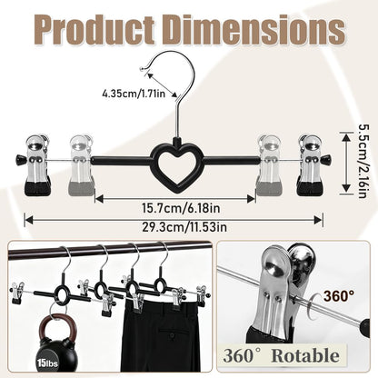 10 Pack Skirt Hangers with Adjustable Non-Slip Clips, 30cm Metal Trouser Hangers, Chrome Heavy Duty Clothes Hangers