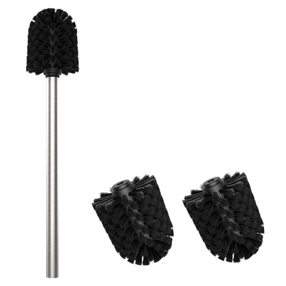 Mozmmhi Toilet Brush, Toilet Brush with 3 Replacement Heads, PP Toilet Brush Made of 304 Stainless Steel Handle for Bathroom Cleaning