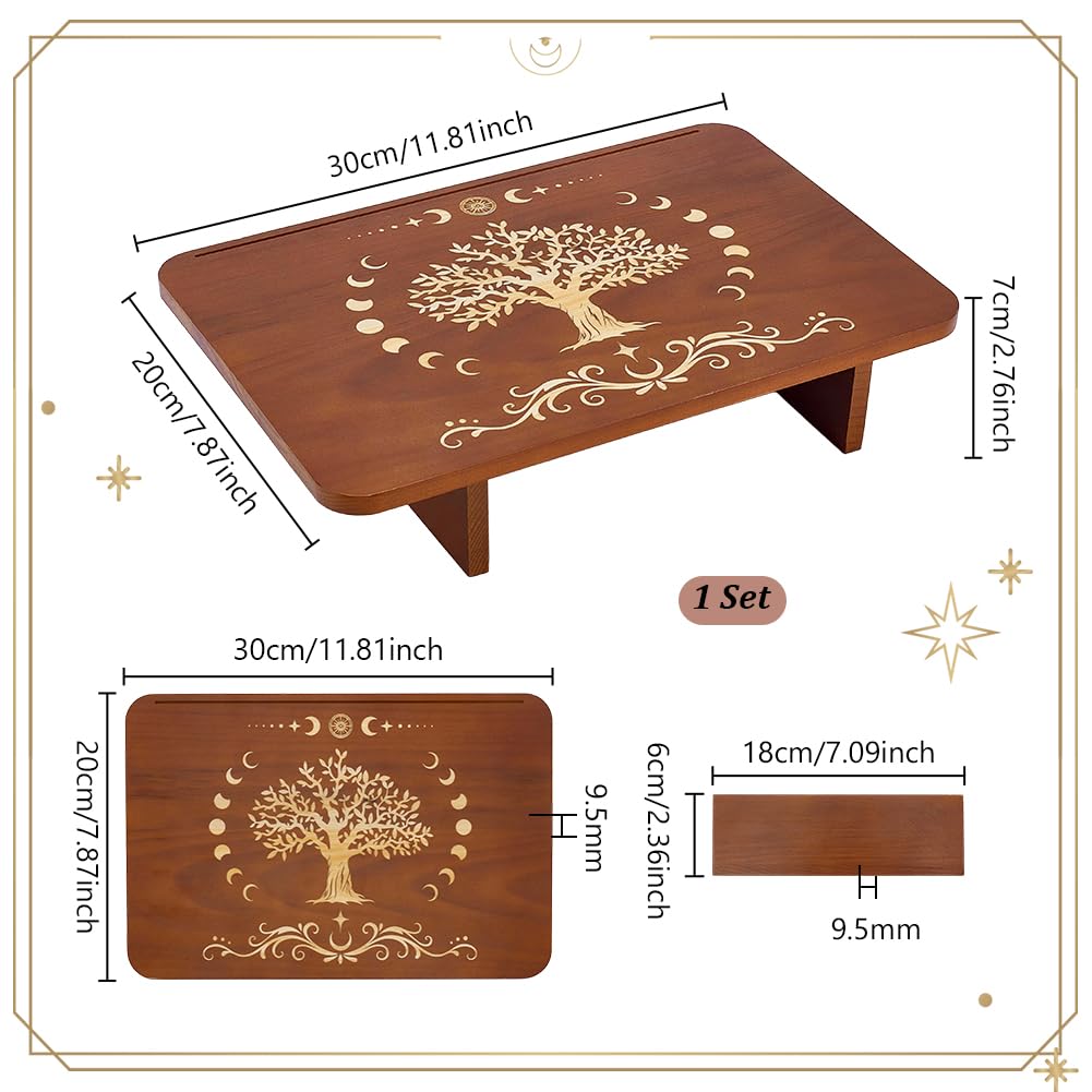 PH PandaHall Altar Table, 7.8"x11.8"x2.7" Rectangle Wooden Meditation Table