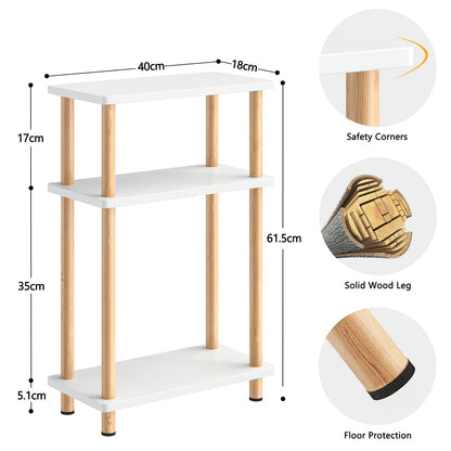 APICIZON Narrow Side Table, Slim Small Table, 3 Tier End Table Living Room, 40x18x61.5cm, Modern Thin Side Table for Living Room, Bedroom, Sofa