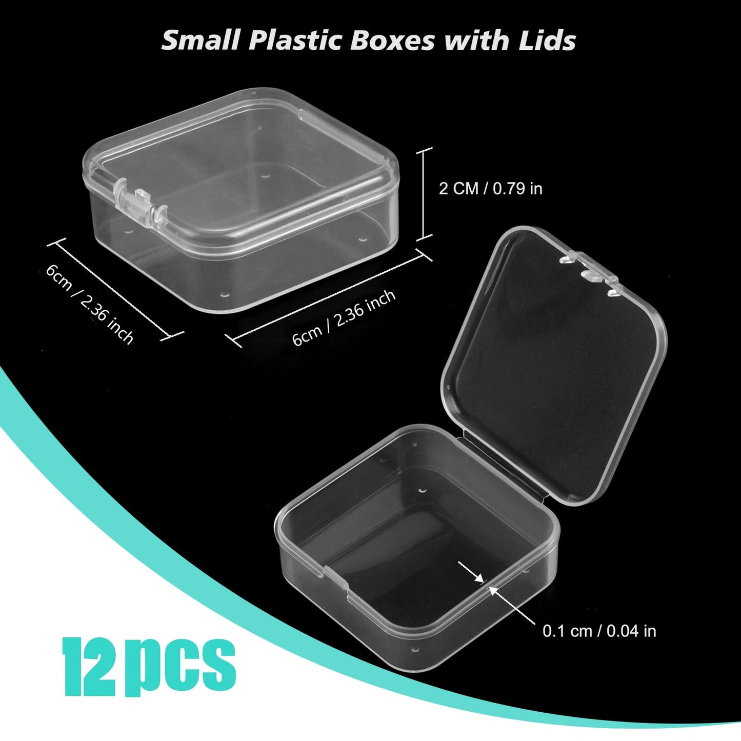 12 Pcs Small Plastic Boxes with Lids, Small Storage Boxes for Bead Storage